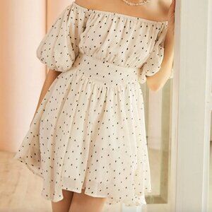 J.ING Ivory Garland Garden Dress Polka Dot Size M